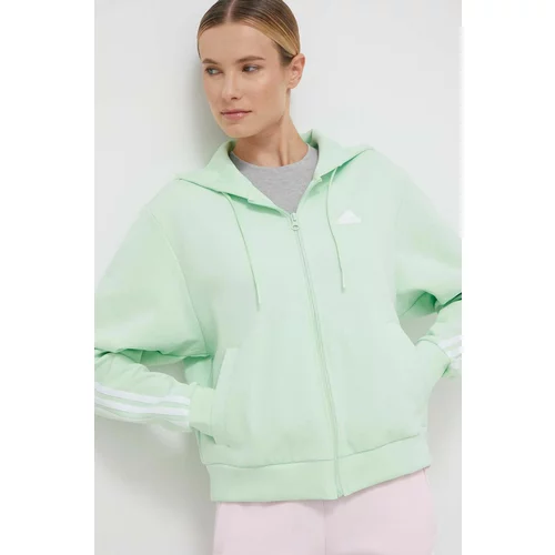 Adidas Pulover ženska, zelena barva, s kapuco