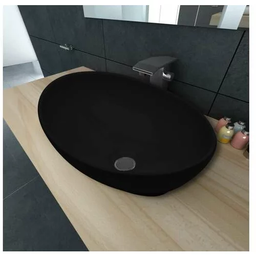  Luksuzni keramični ovalni umivalnik črne barve dimenzije 40 x 33 cm
