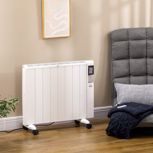HOMCOM Prenosni električni grelnik 1000/2000W s časovnikom in nastavitvami ogrevanja za prostore do 15 m², 75x31x66,5 cm, bel, (20755556) Cene