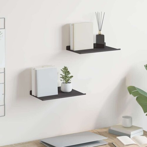  Polica na zidu s policom Zidne 2 pcs Crna 80 x 9 x 2.5 cm Cene