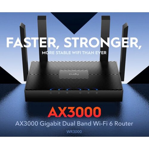 Cudy WR3000 AX3000 WIFI6 Dual Band 2.4+5Ghz Wi-Fi Ruter 1W/4LAN Gbit,4x5dBi 160MHz, Wisp/AP/REP Cene