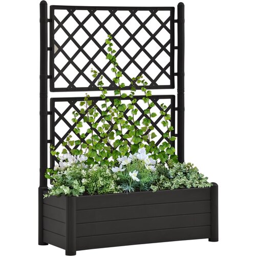 VidaXL Vrtno cvetlično korito z oporno mrežo 100x43x142 cm PP antracit Slike