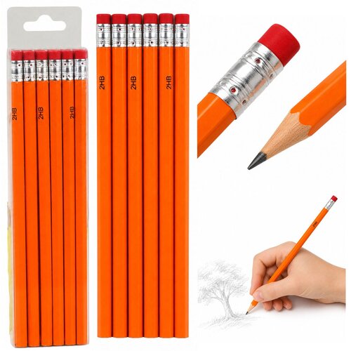  Set of 2HB Pencils for Sketching and Writing with Eraser 12 pcs. Cene