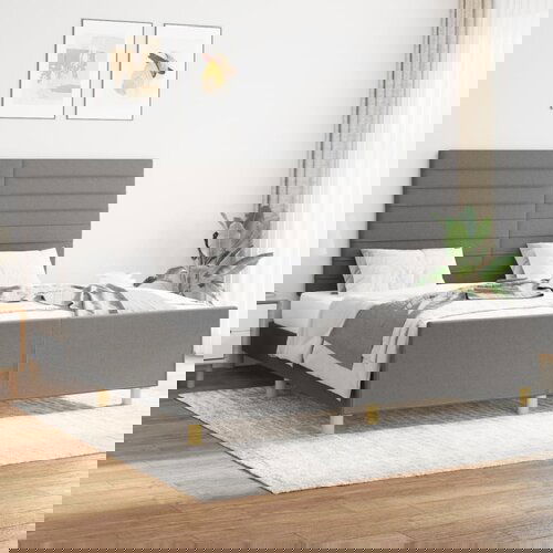  The Living Store Posteljni okvir z vzglavjem temno siv 160x200 cm blago - Posteljni Okvir Z Vzglavjem, (21522981) Slike