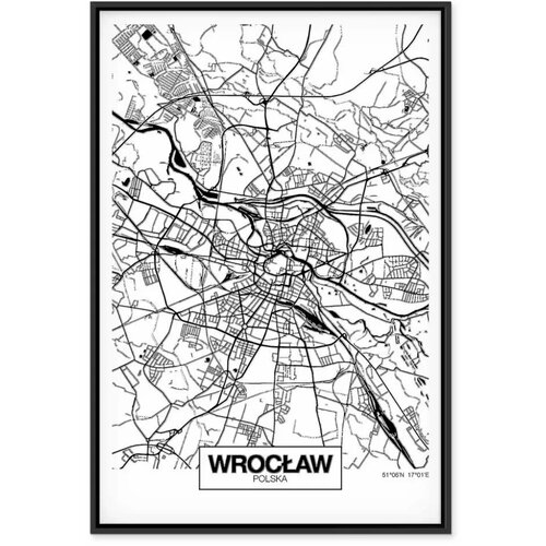  Slika - City Plan: Wroclaw (1 Part) Vertical 80x120 U crnom drvenom okviru Cene