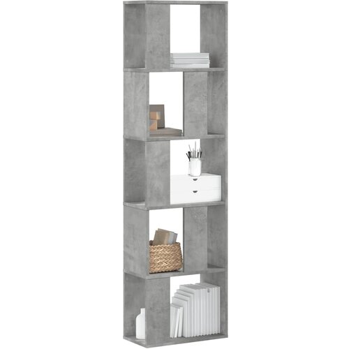 VidaXL Knjižna omara 5-nadstropna siva 45x23,5x162,5 cm inženirski les Slike