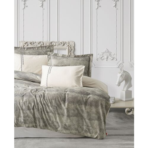 L'essential Maison sendero - khaki khakiecru satin double quilt cover set Slike