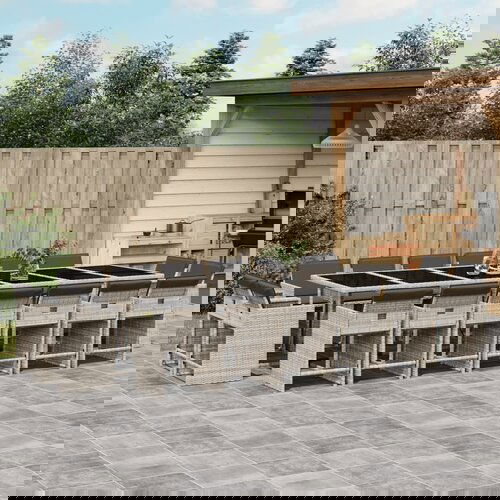 vidaXL 17-dijelni vrtni blagovaonski set s jastucima svijetlosivi Cene