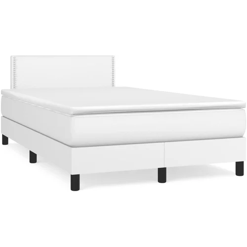 vidaXL Box spring postelja z vzmetnico bel 120x190 cm umetno usnje