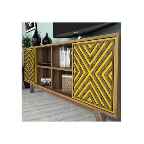 Woody Fashion inci - walnut, yellow walnutyellow tv unit Slike