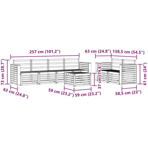  Set vanjskih sofa 7 kom. Čvrsto drvo akacije Slike