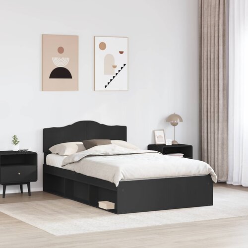  Krevetna konstrukcija Crna 135 x 190 cm Čvrsto borovo drvo Slike
