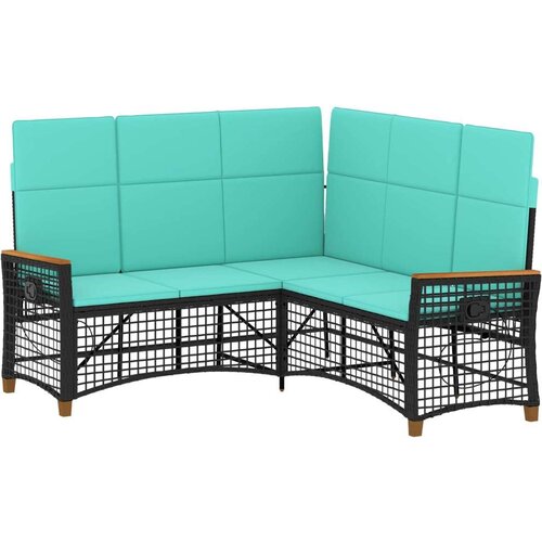  Vrtni set sofe za opu&amp;scaron;tanje Crna i Tirkizna 164 x 164 x 112 cm Slike