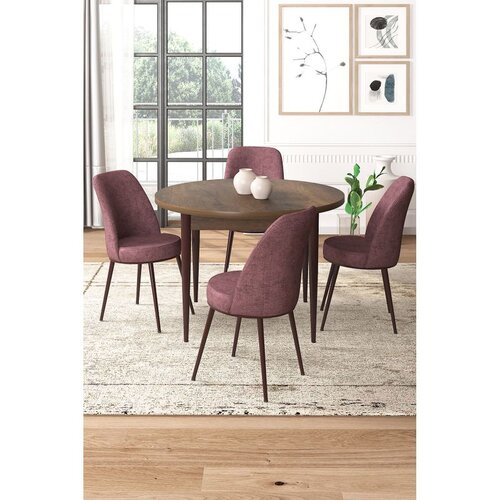 Hanah home Set Trpezarijski sto i 4 stolice, prljavo roza Cene