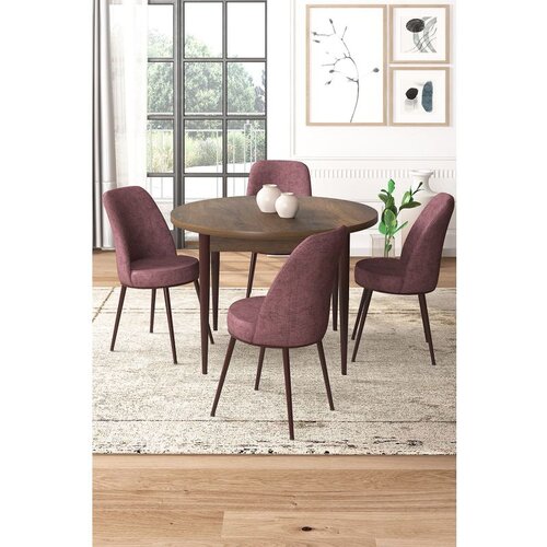 Hanah home Tor - Baroque, Dusty Rose BaroqueDusty Rose Dining Table & Chairs Set (5 Pieces) Cene