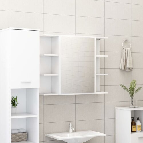 vidaXL Kopalniška omarica z ogledalom bela 80x20,5x64 cm iverna pl. Cene