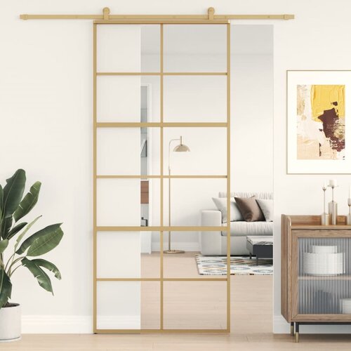 vidaXL Klizna vrata zlatna 90 x 205 cm prozirno staklo ESG i aluminij Cijene