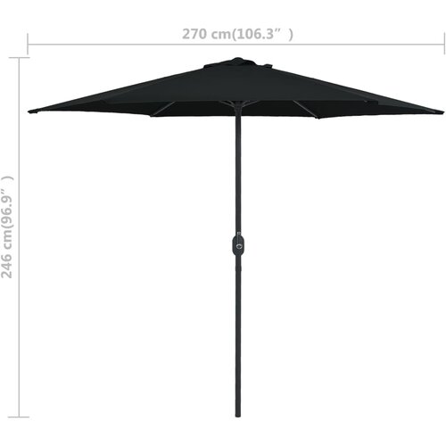  Vrtni suncobran s aluminijskim stupom 270 x 246 cm crni Slike