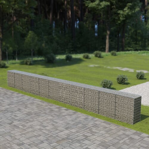vidaXL Gabionska stena s pokrovi iz pocinkanega jekla 900x50x100 cm Cene