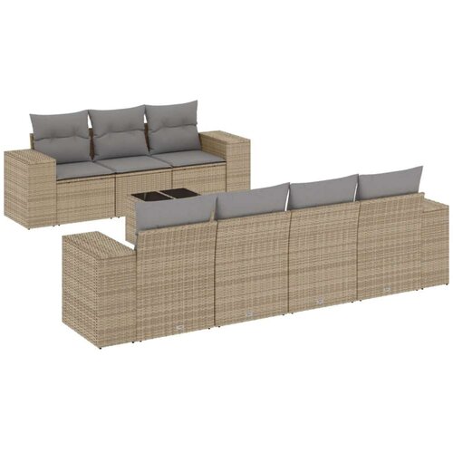 VidaXL 8-dijelni set vrtnih sofa od poliratana s jastucima bež Slike