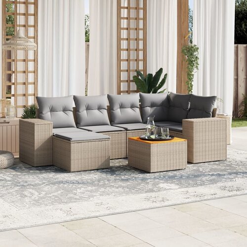  7-dijelni set vrtnih sofa od poliratana s jastucima bež 83 x 62 x 69 cm Slike