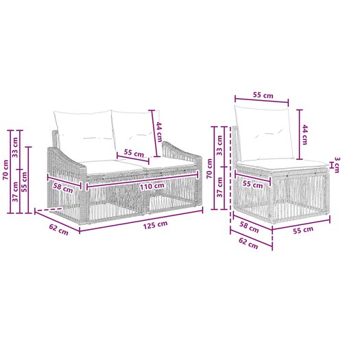  Sjedeća garnitura za vrt 5 kom. Bež poliratan 62,5 x 62 x 70 cm Slike