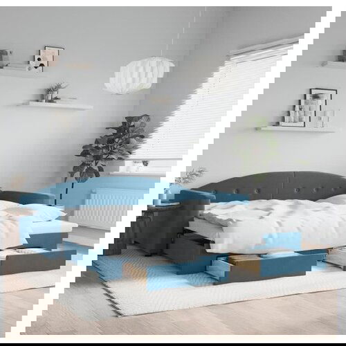 VidaXL Dnevni krevet na razvlačenje s ladicama plavi 100x200 cm bar&amp;scaron;un Slike