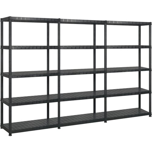VidaXL Regal 5-nadstropni črn 255x40x185 cm plastika Slike