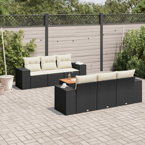  7-dijelni set vrtnih sofa od poliratana s jastucima crni Cijene