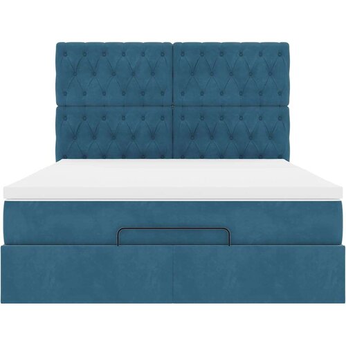 VidaXL otomanski krevet s madracima tamnoplavi 140x190 cm bar&amp;scaron;unasti Slike