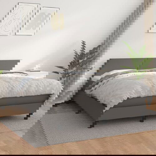 VidaXL Box spring postelja z vzmetnico siv 140x190 cm umetno usnje Slike