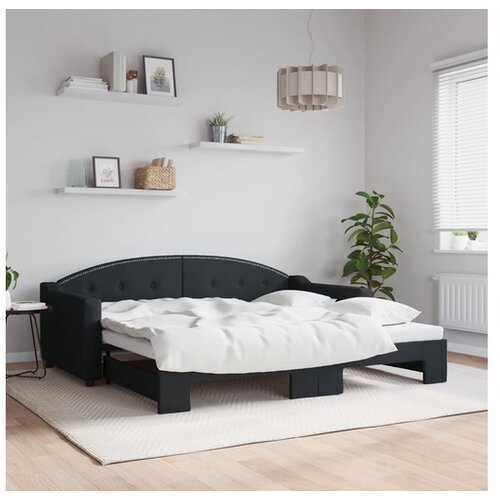 vidaXL izvlečna dnevna postelja črna 90x190 cm blago Cene