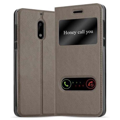 Cadorabo Ohi&scaron;je, združljivo z Nokia 6 2017 v kamnito rjava - Za&scaron;čitni ovitek z magnetnim zapiranjem, stoječo funkcijo in 2 okencema za gledanje, (20552428) Cene