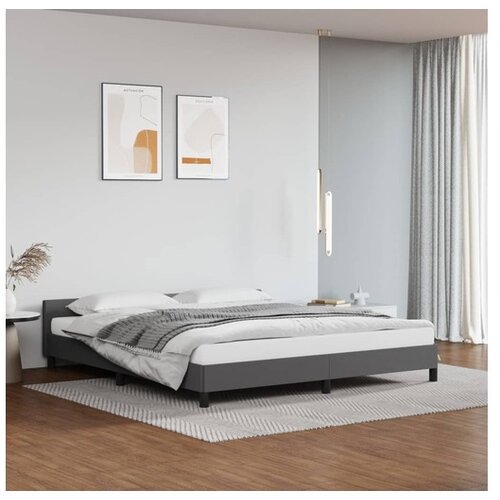  Posteljni okvir z vzglavjem siv 180x200 cm umetno usnje Cene