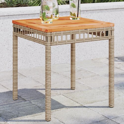 VidaXL Vrtni stol mije&amp;scaron;ana bež 38x38x42cm od poliratana i drva bagrema Slike
