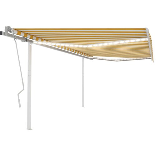 vidaXL Ročno zložljiva tenda z LED lučkami 4,5x3 m rumena in bela, (20966067) Cene