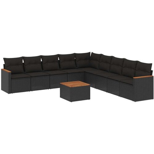 vidaXL 10-dijelni set vrtnih sofa s jastucima crni od poliratana Cijene
