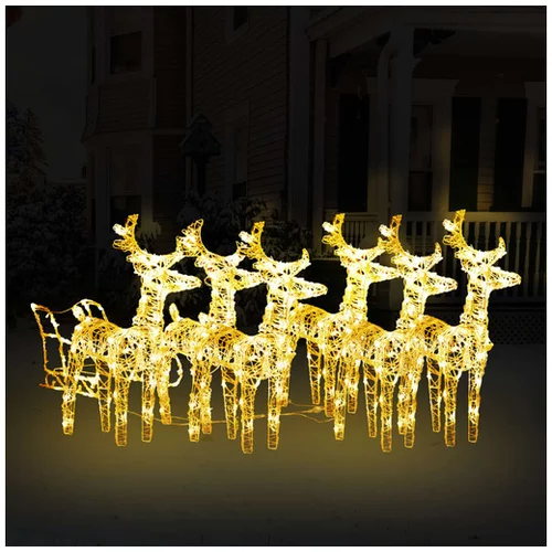  Božični jeleni s sanmi 320 LED lučk iz akrila
