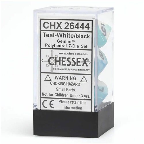 Chessex kockice - gemini - polyhedral - steel-teal & white (7) Cene