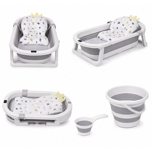 Kina Only sklopivi set za kupanje beba 4u1 Grey Slike