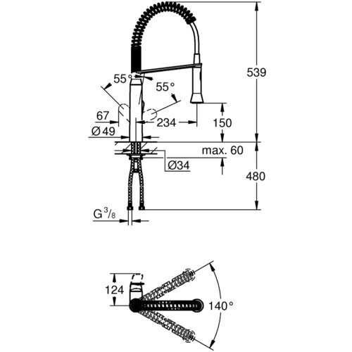 Grohe enoročna kuhinjska armatura K7 - krom, medium (31379000) Slike