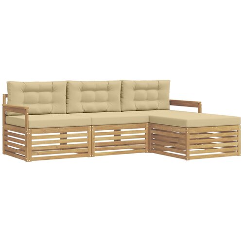 vidaXL Zunanja garnitura za sedenje 4 pcs Bela in bež Poliester, (5000281456) Cene