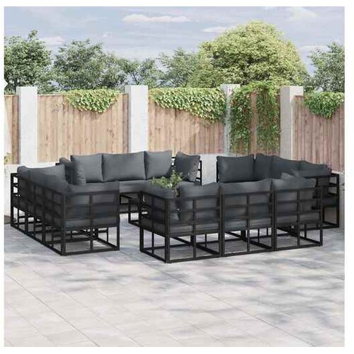 VidaXL Sjedeća garnitura za vrt 12 pcs Crna 213 x 71.5 x 71 cm Slike