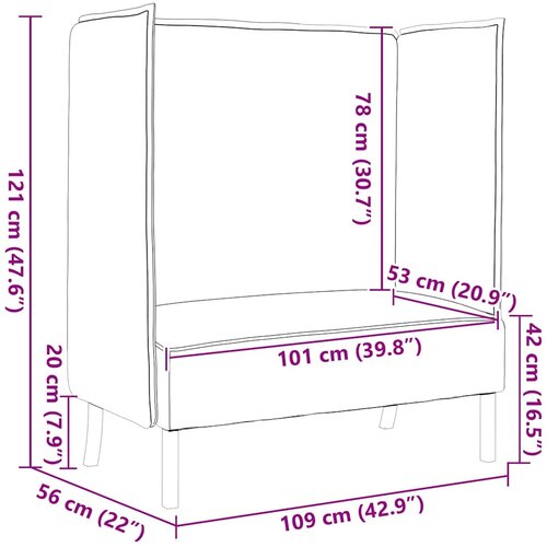 SOFA s visokim naslonom 101cm Tamno smeđa tkanina Slike