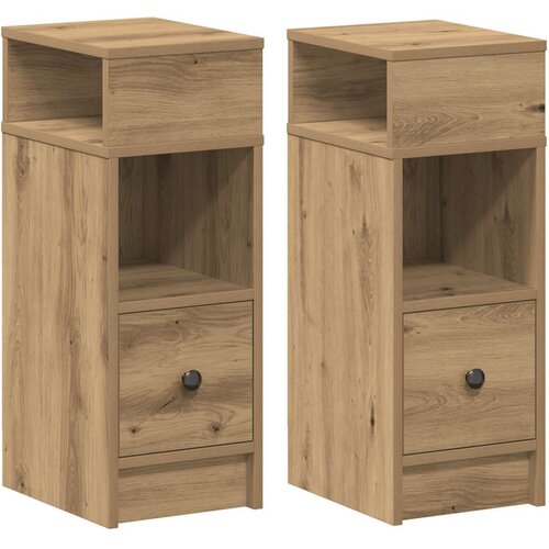 vidaXL Nočne omarice 2 kosa s predalom, hrastove, umetni&scaron;ke 25x31x66 cm, (5000298571) Cene