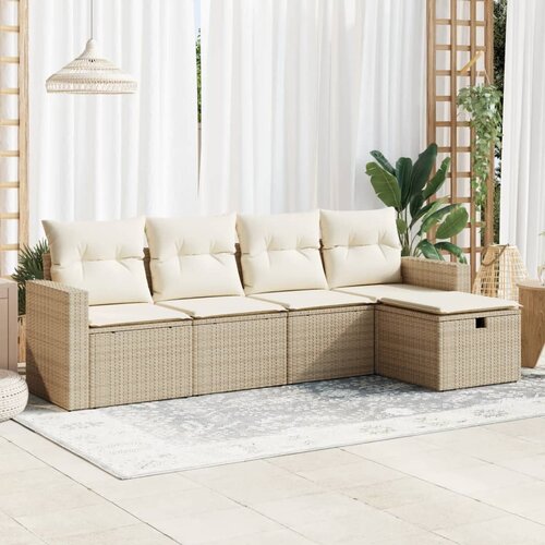 VidaXL 5-dijelni vrtni set sofa s jastucima bež od poliratana Slike