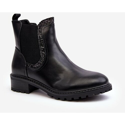 Kesi Women's low-shaft chelsea boots with flat heel, Black Kassona Slike