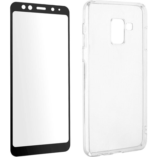 AVIZAR 360° popolna zašcita - Transparent soft case Black contour kaljeno steklo za Samsung Galaxy A8, (20630033) Cene