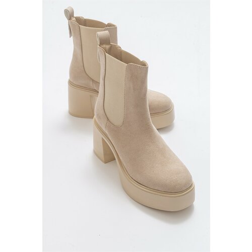 LuviShoes Aback Beige Women's Suede Boots Slike