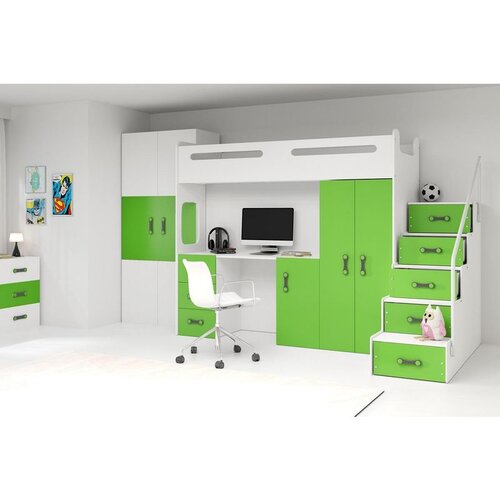 Molarem Home Drveni dječji krevet na kat MAX 4 200x80 cm - zeleni Cene